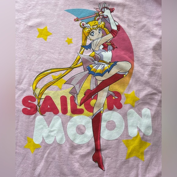 NWT Sailor Moon Anime Manga Pink Graphic Tee Shirt Top Oversized Size M L - Picture 3 of 5